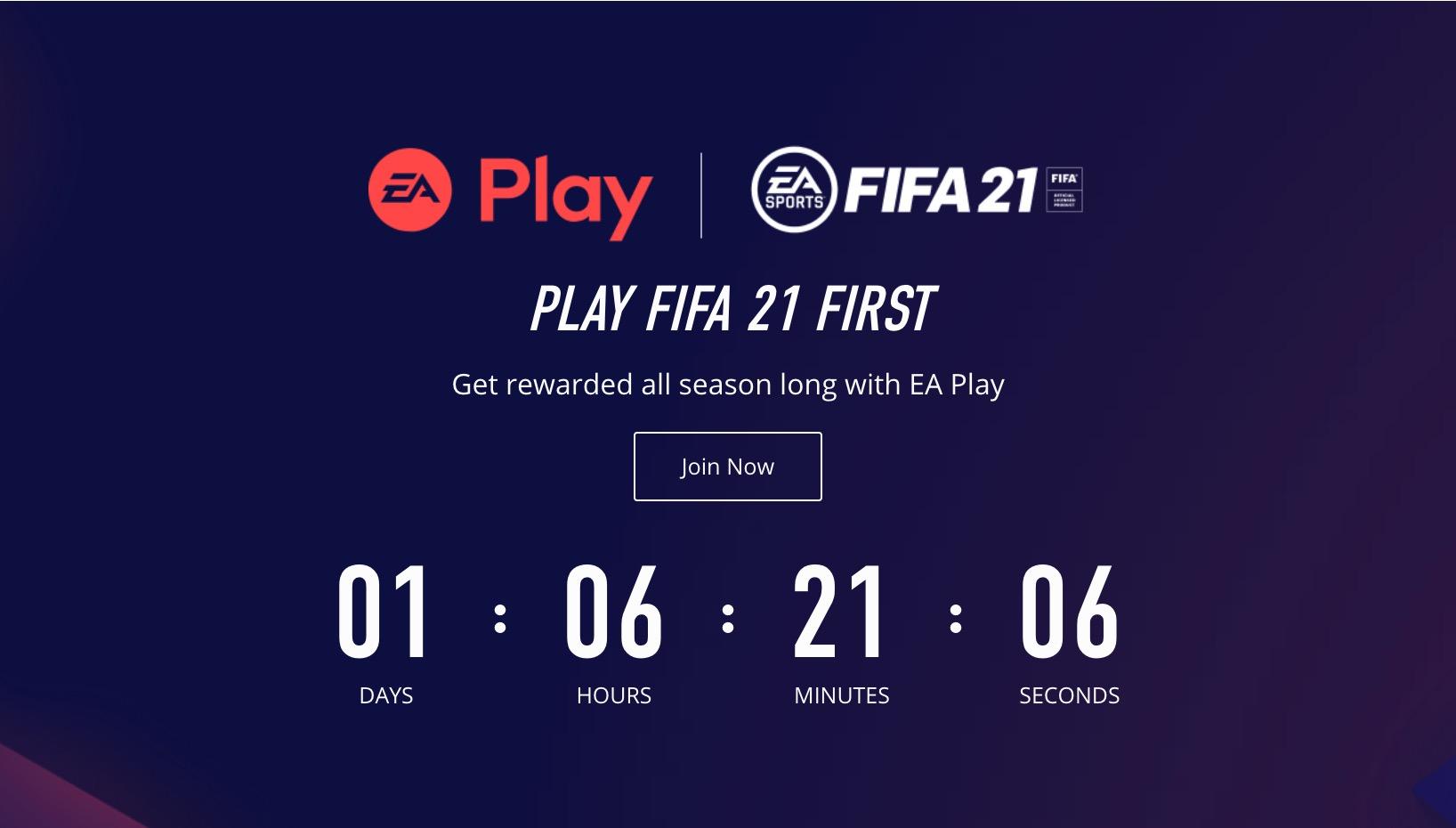 FIFA 21 EA Play early access countdown