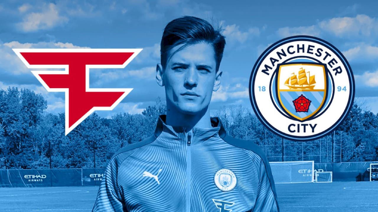 FaZe Clan's Nate Hill wearing the new Man City jacket.