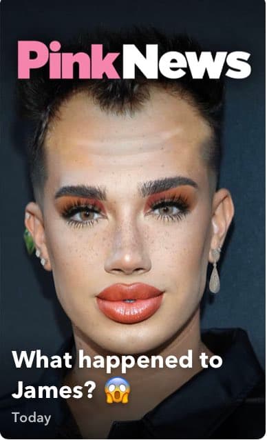 A heavily edited photo of YouTuber James Charles.
