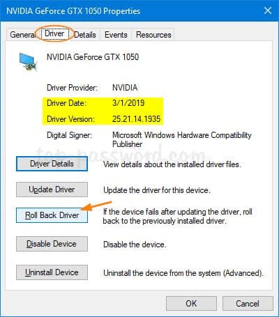 How to roll back drivers on Windows 10.