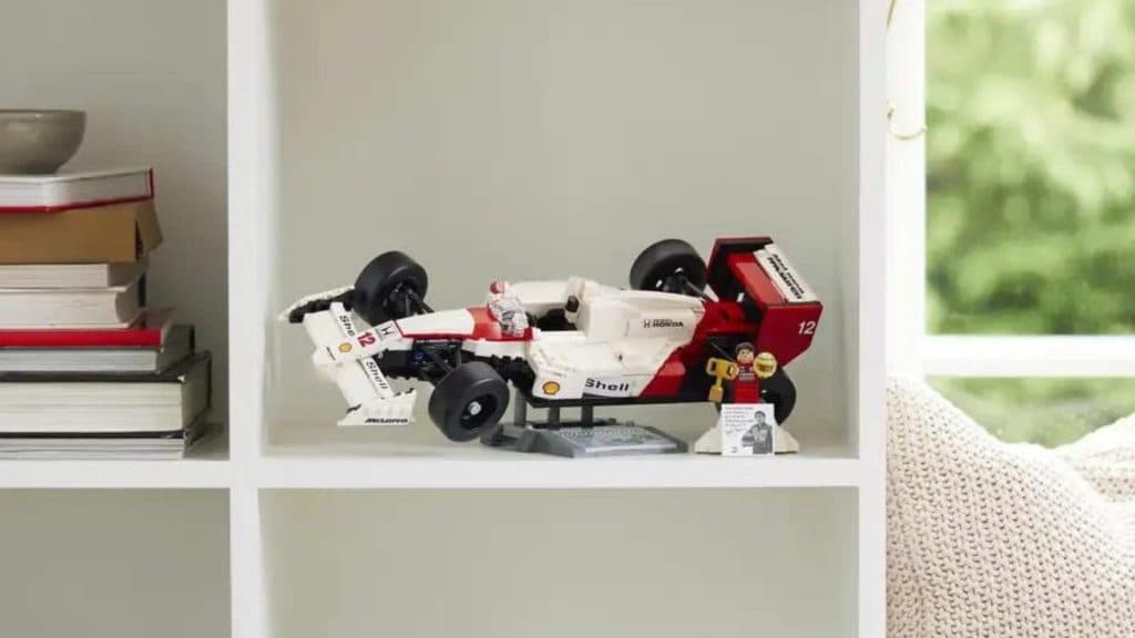 The LEGO Icons McLaren MP4/4 & Ayrton Senna set on display