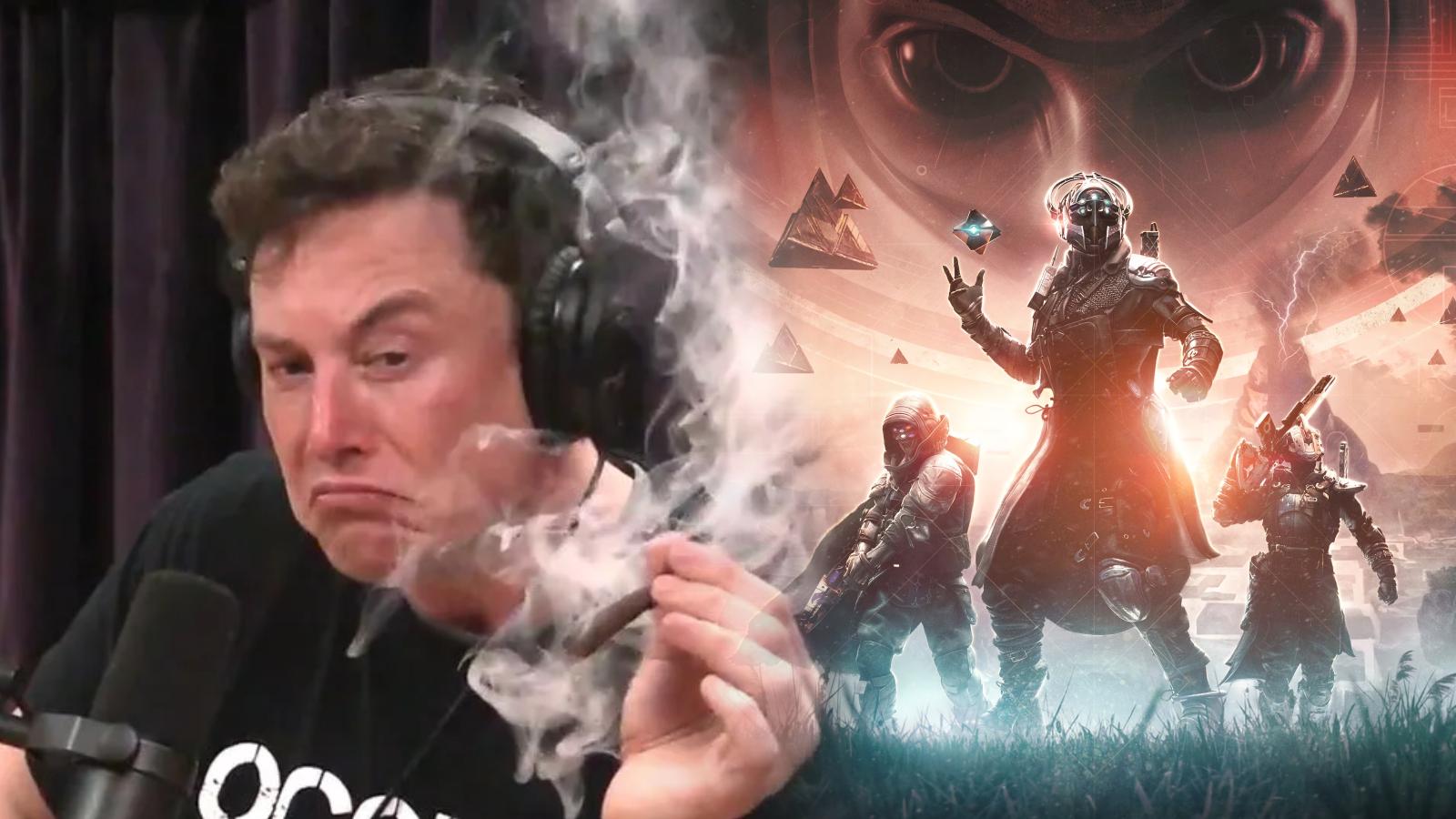 Elon Musk smoking weed next to Destiny 2