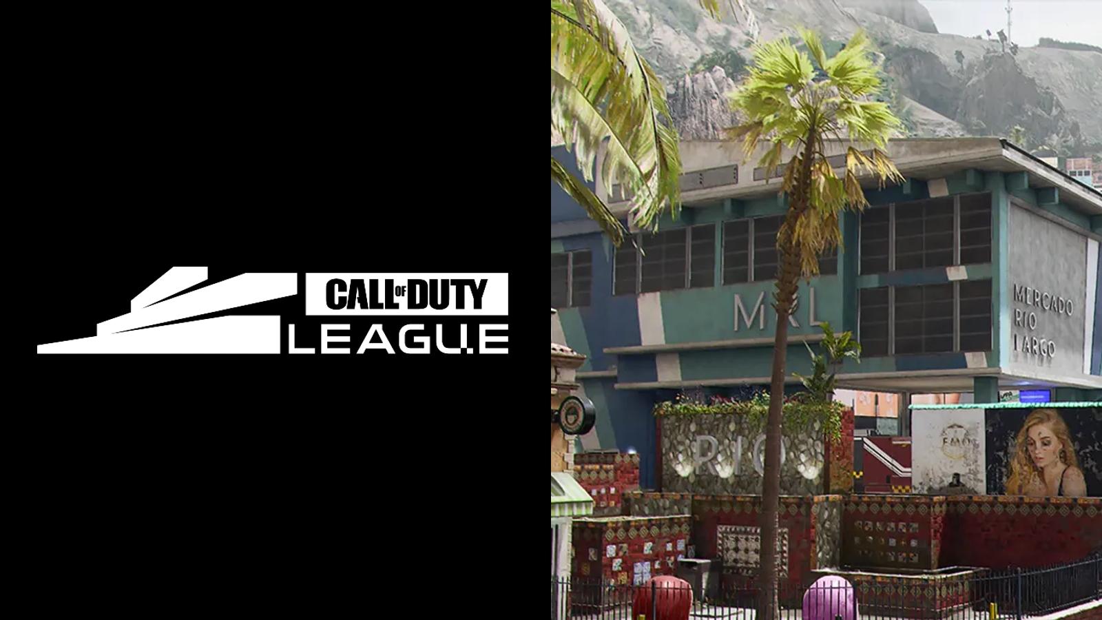 Call of Duty League logo with Rio map side by side