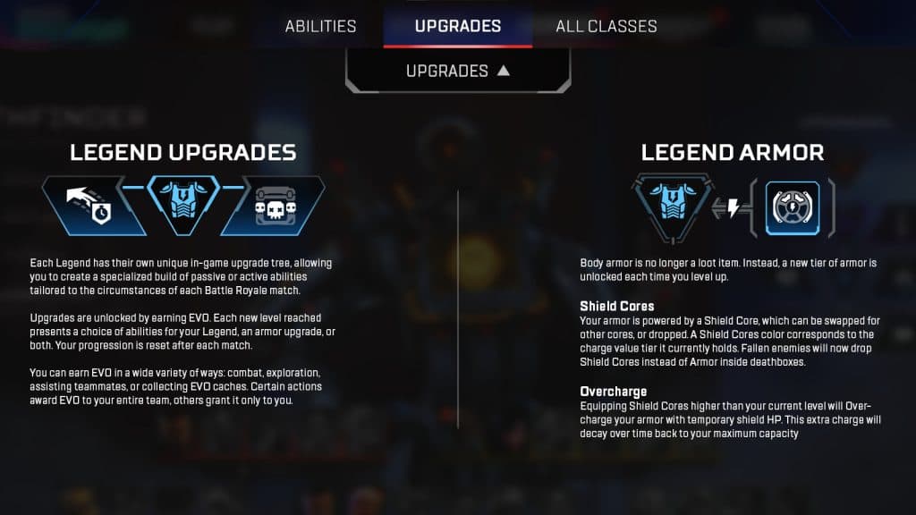 Legend upgrades in apex legends