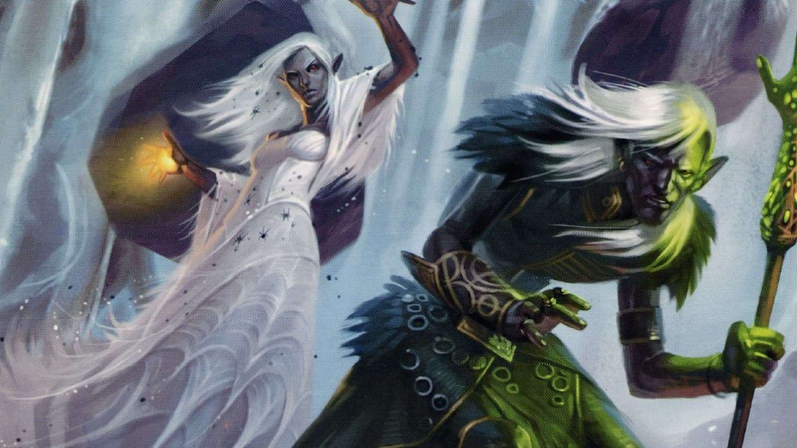 Drow spellcasters from D&D book cover