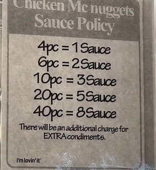McDonald's sauce policy