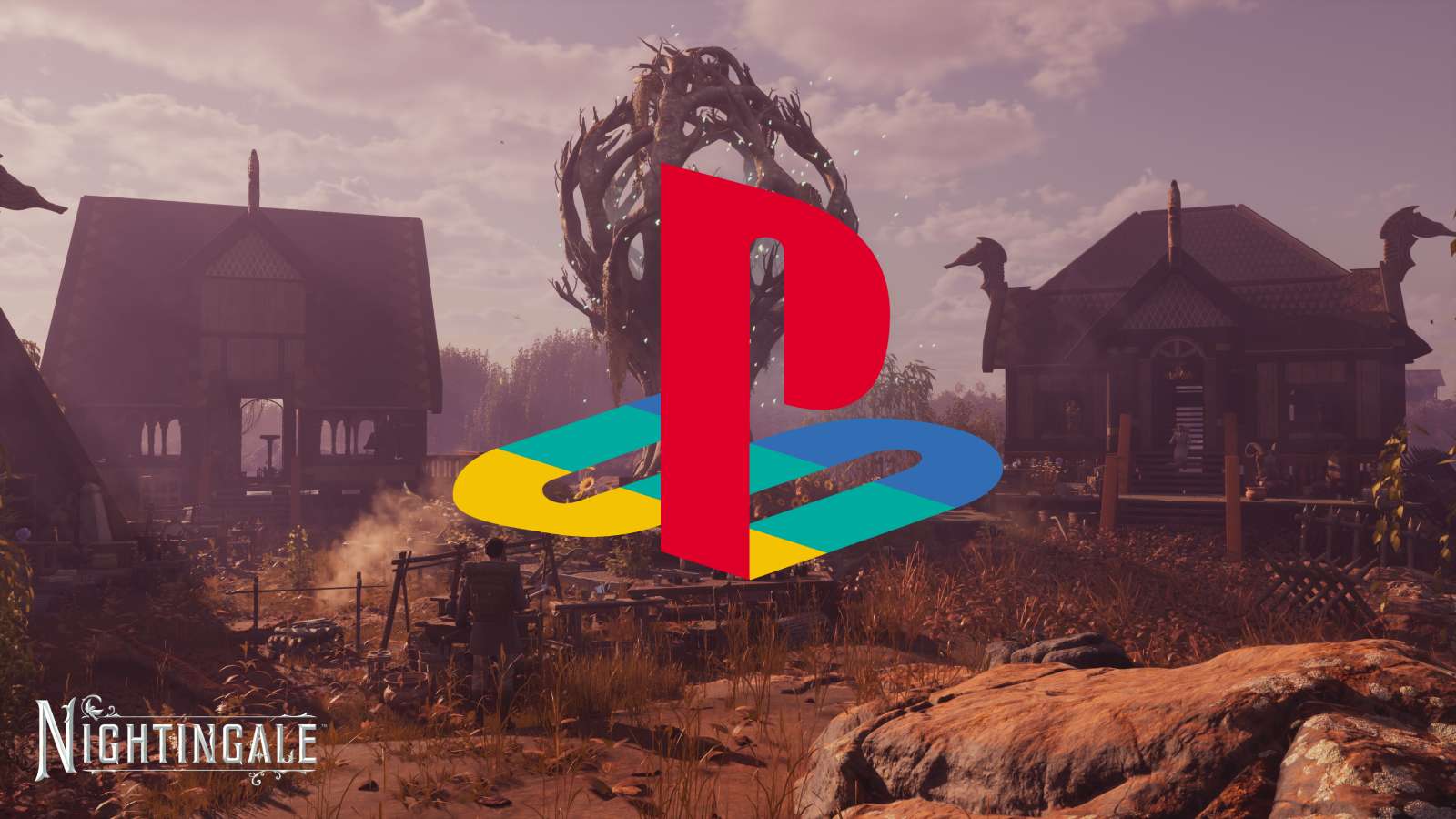 playstation logo with nightingale background
