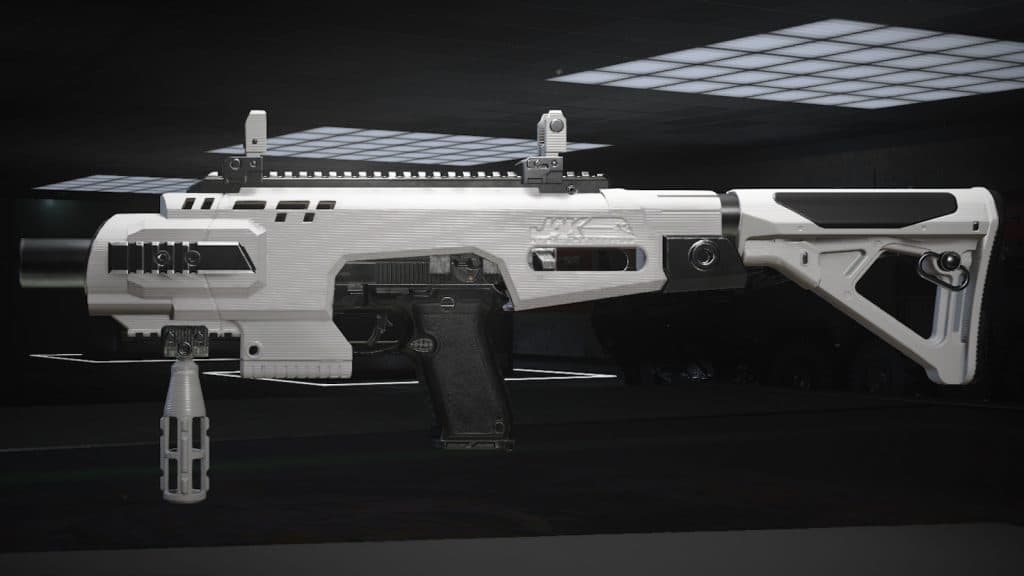 The JAK Ferocity Carbine Kit aftermarket part fitted to the Renetti pistol in MW3.