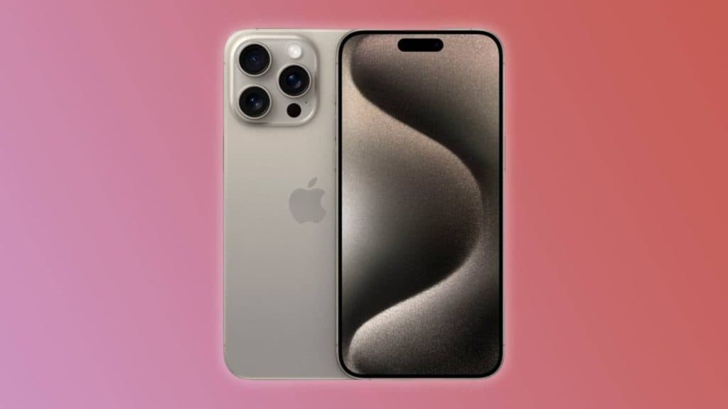 Image of the Apple - iPhone 15 Pro on a pink background.