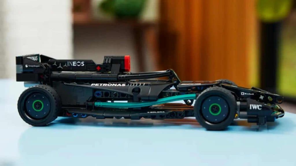 The LEGO Technic Mercedes-AMG F1 Pull-Back on display