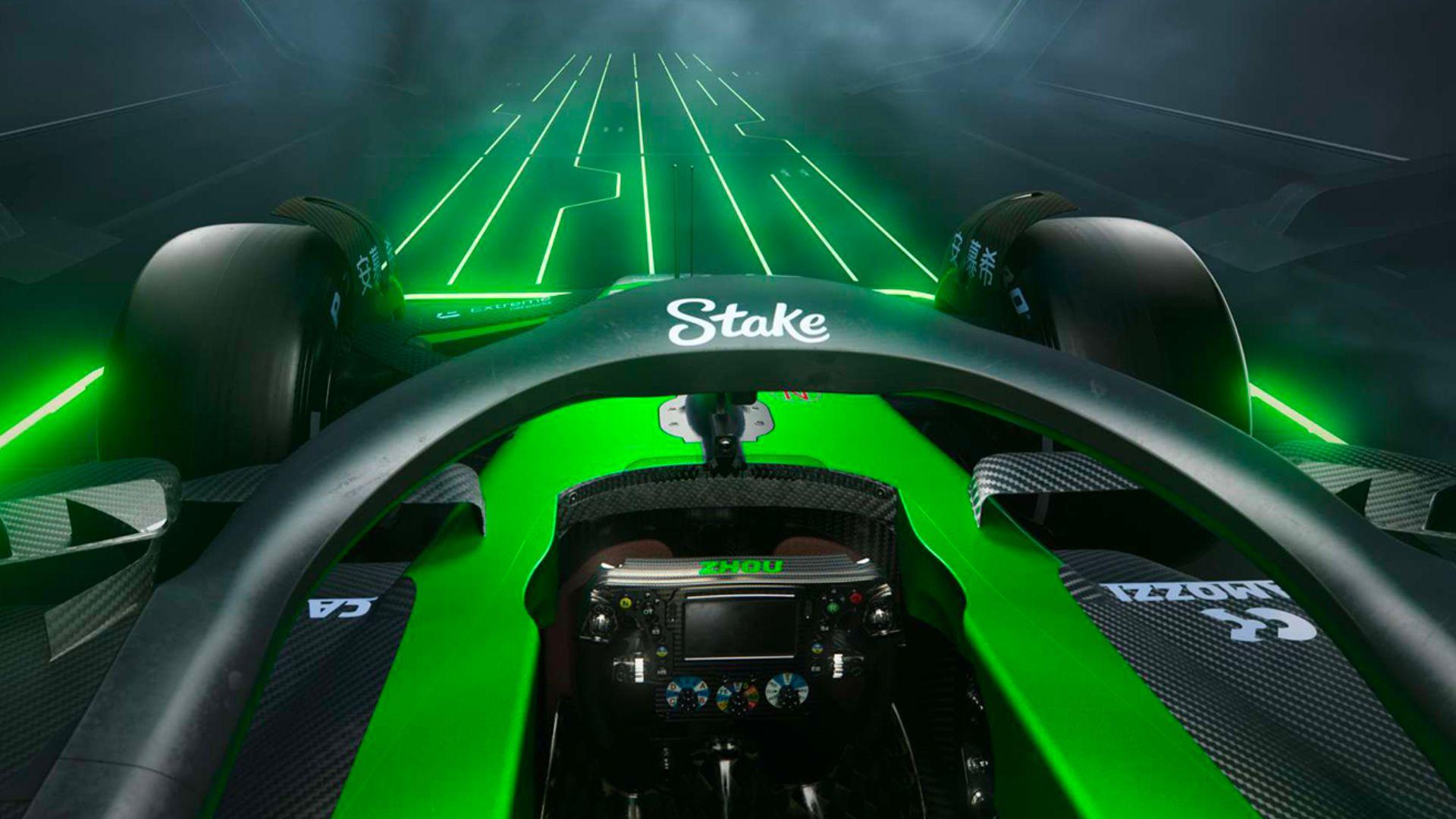 Screenshot of steering wheel in Stake F1 team car for 2024 formula 1 season