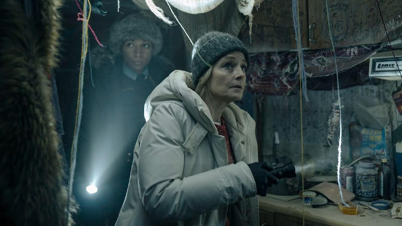 Jodie Foster investigating a spooky room in True Detective Season 4.
