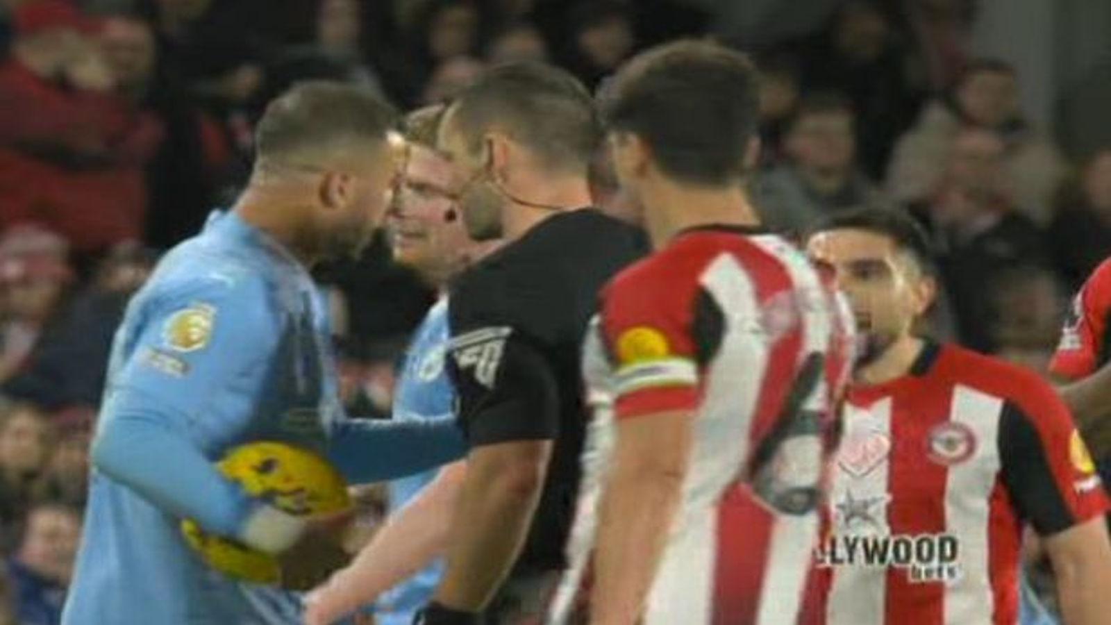 Man City star Kyle Walker clashed with Brentford forward Neal Maupay