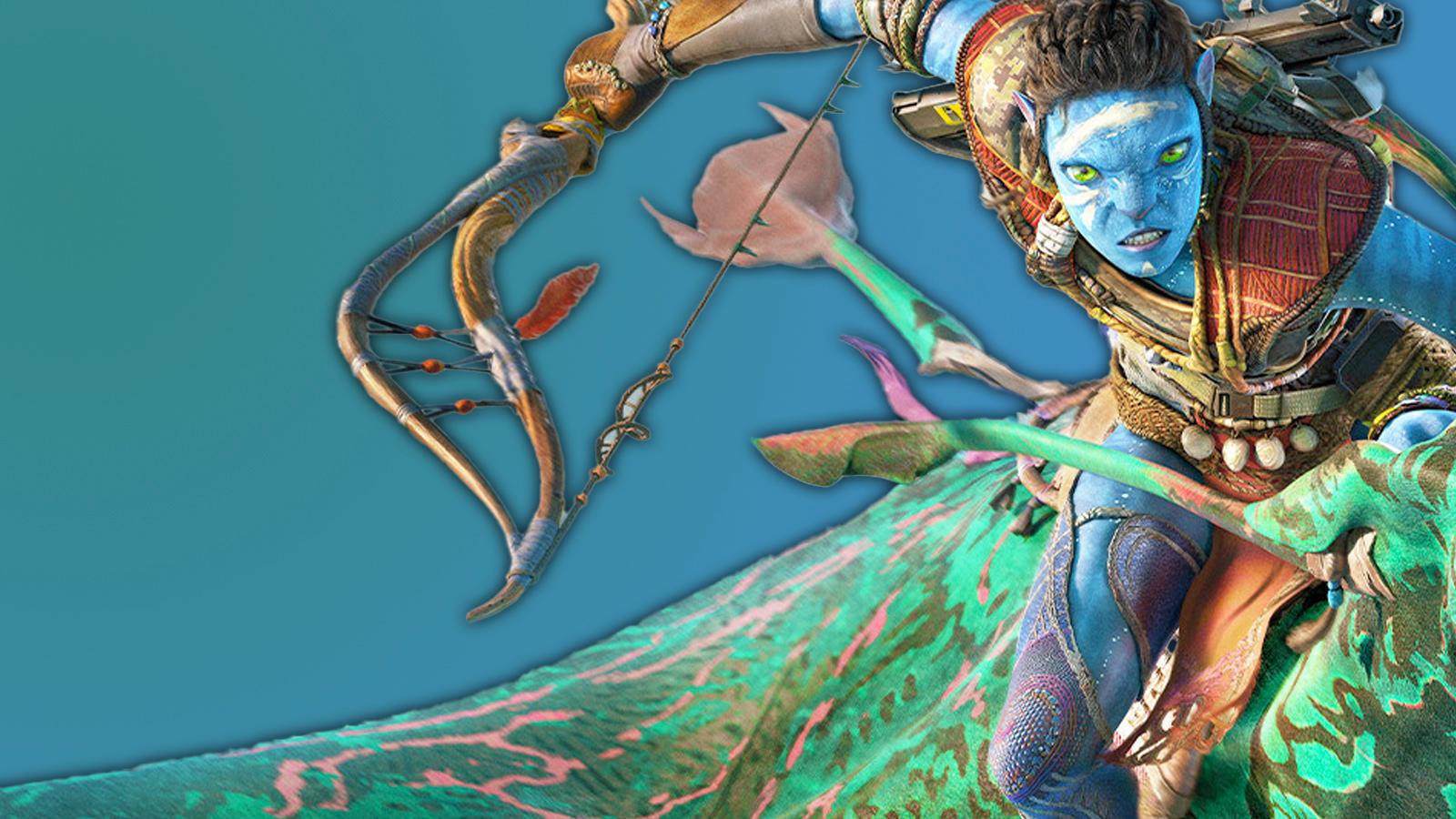 avatar frontiers of pandora key art on a green-blue gradient