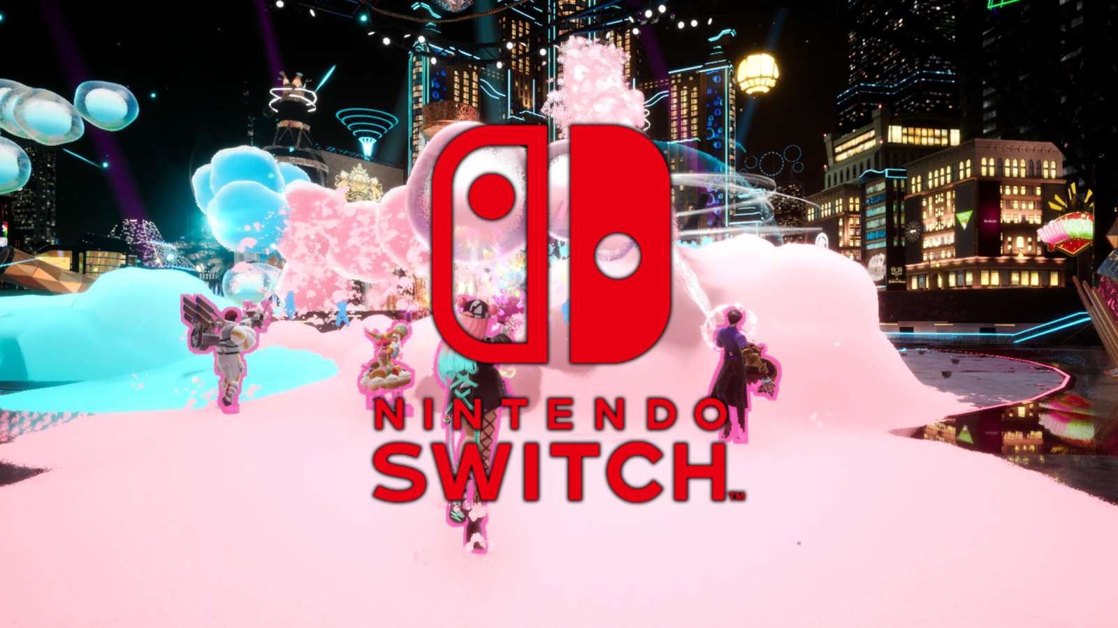 an image of nintendo switch logo with foamstars background
