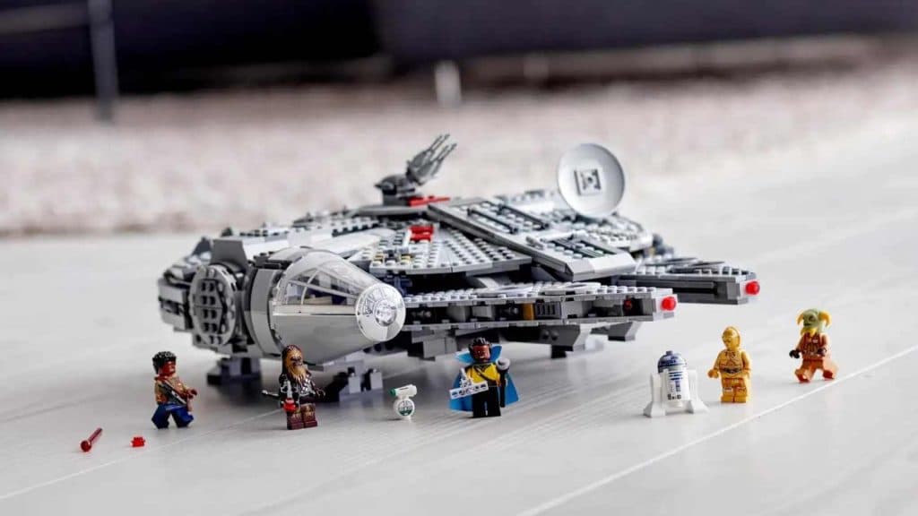 The LEGO-reimagined Millennium Falcon on display