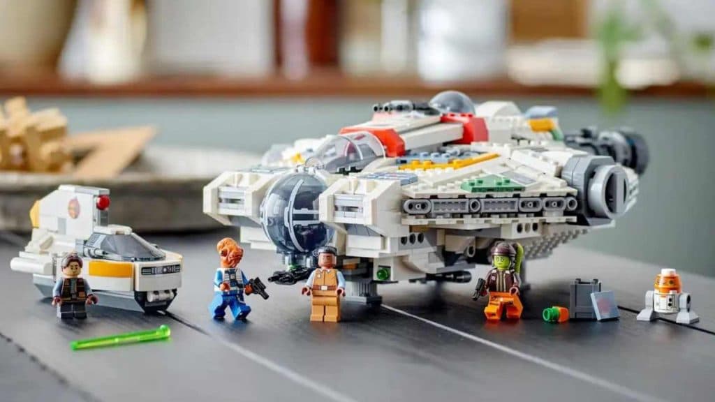 The LEGO Star Wars Ghost & Phantom II on display