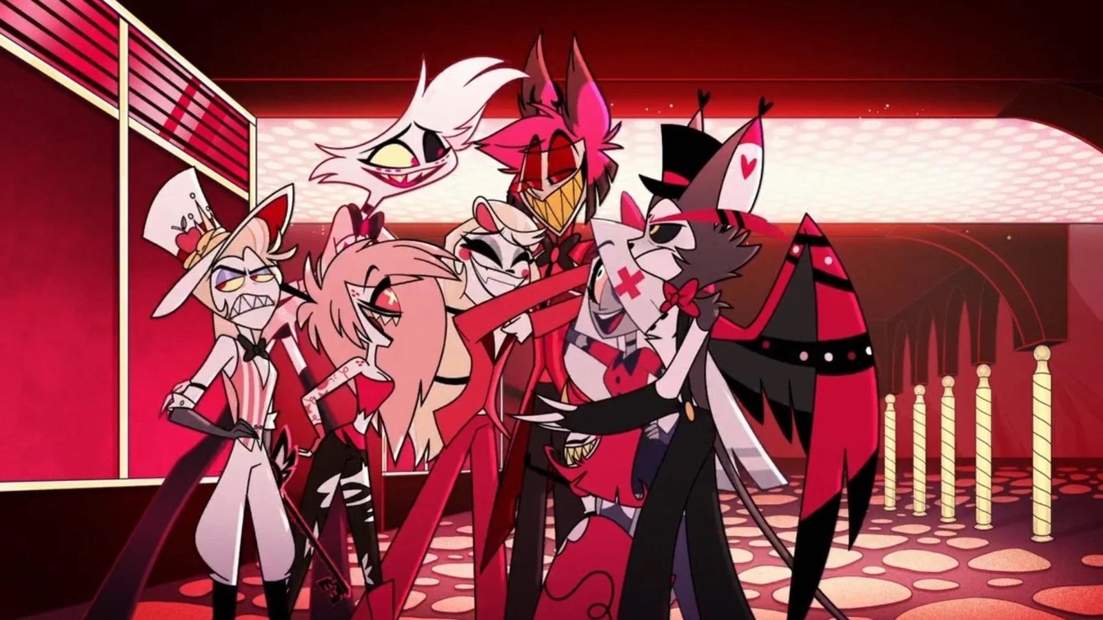 Hazbin Hotel Season 1 finale with Charlie and Lucifer.