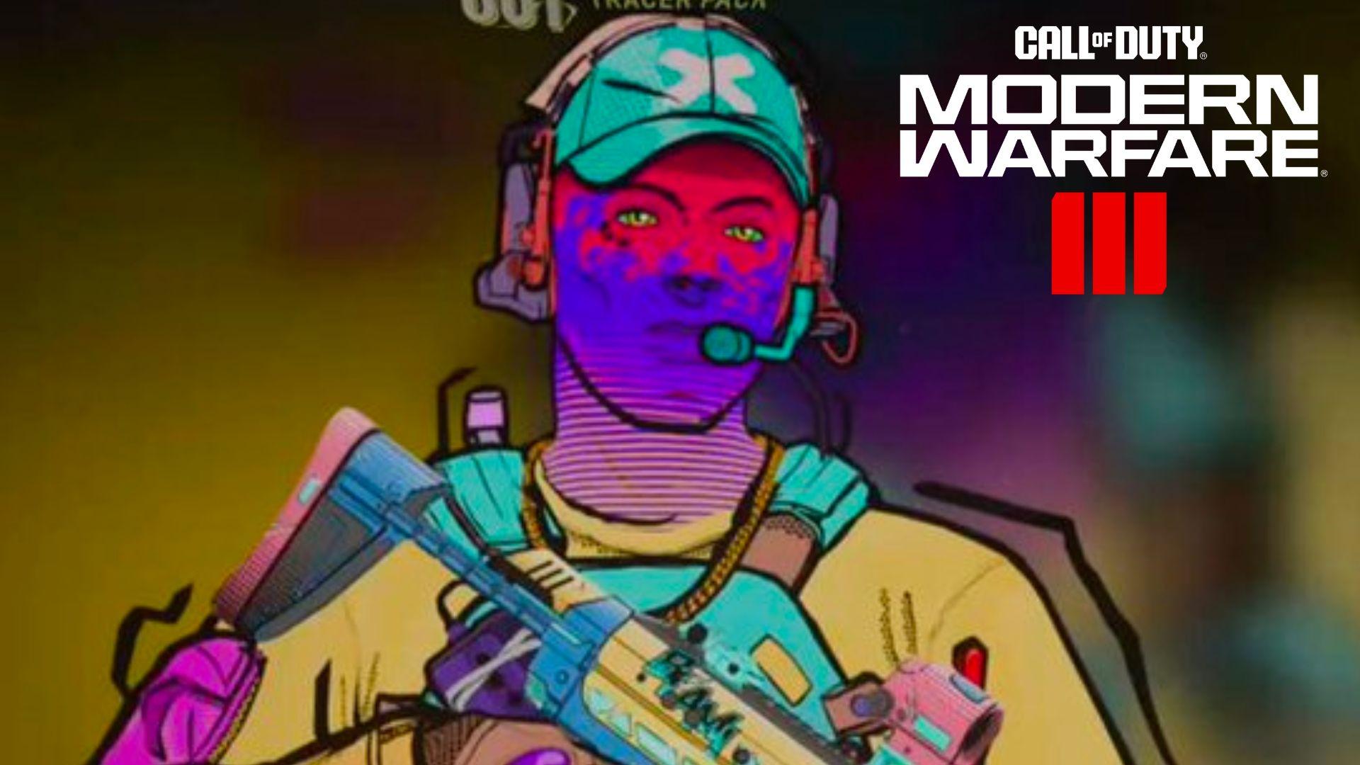 Pop Art-inspired skin in Warzone and Modern Warfare 3 posing with gun