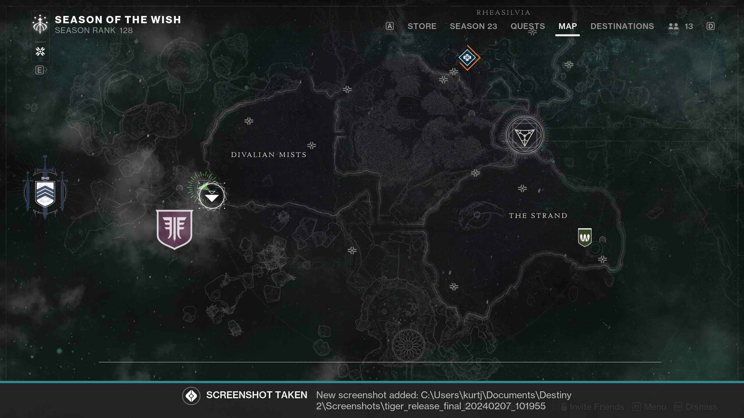 Map of where to find the Bay of Drowned WIshes lost sector Ascendant Chest in Destiny 2.