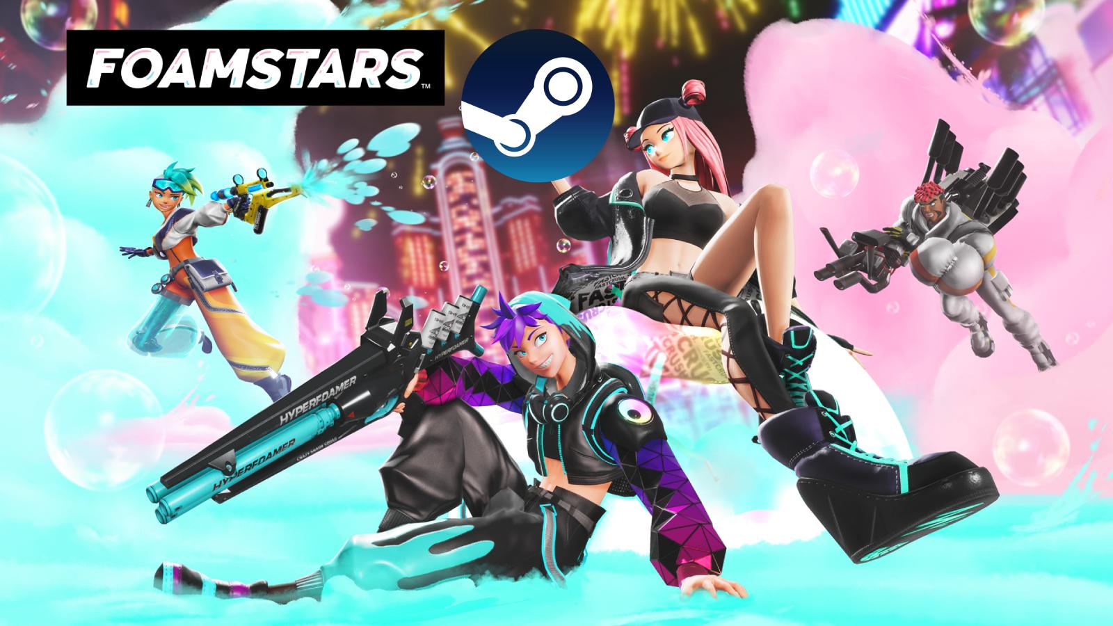 steam logo and foamstars background