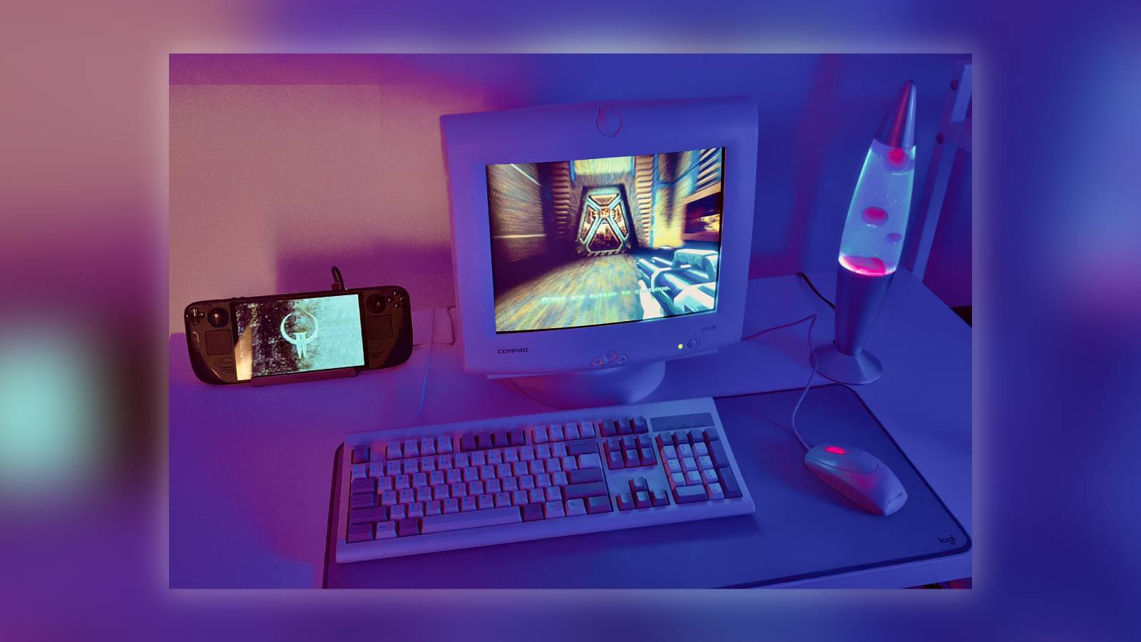 Image from the r/Steam Deck SubReddit titled, 'My Steam Deck desktop setup.'