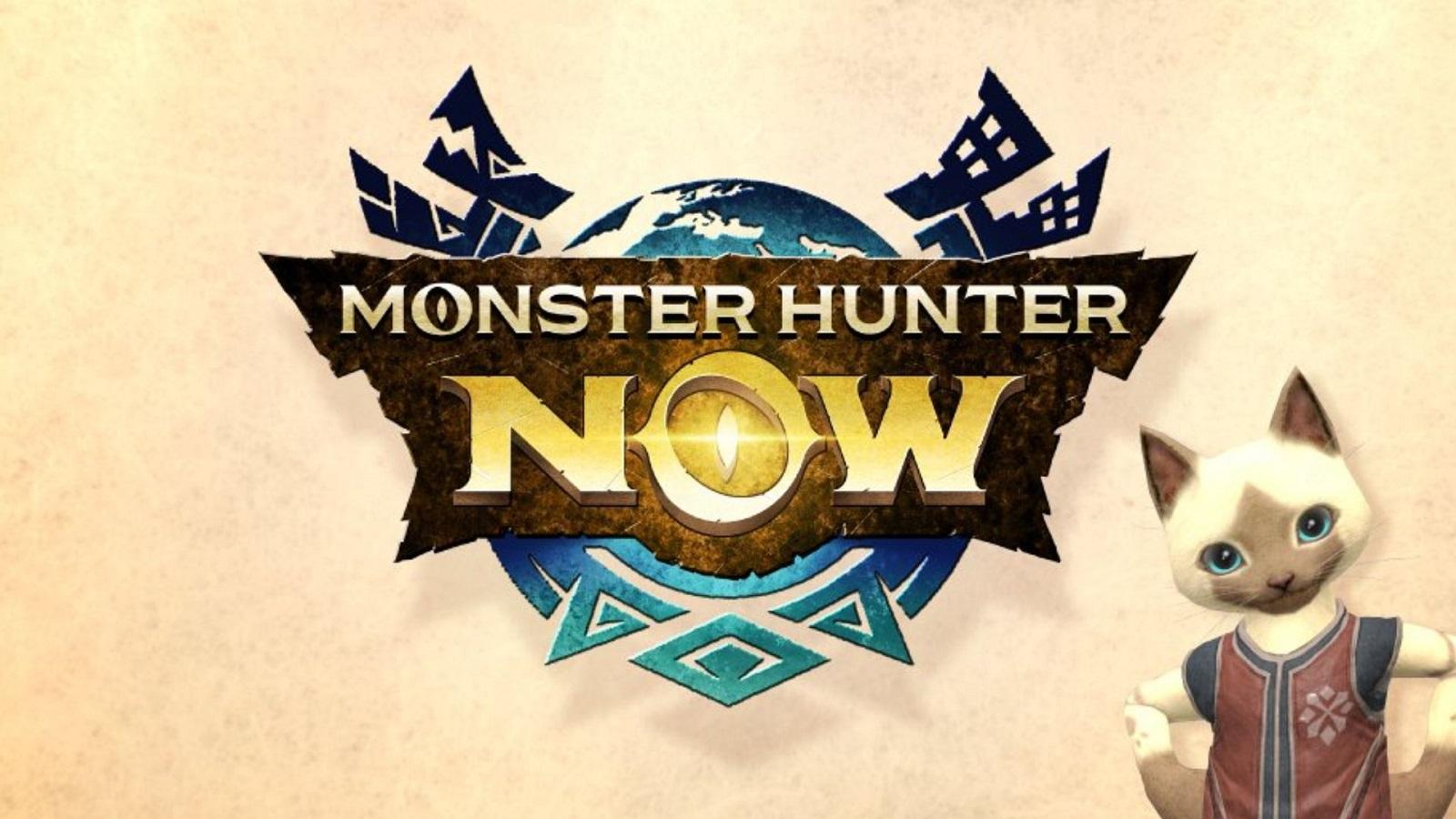 Monster Hunter Now logo with Palico