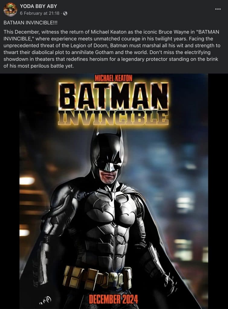 The fake poster for Batman Invincible