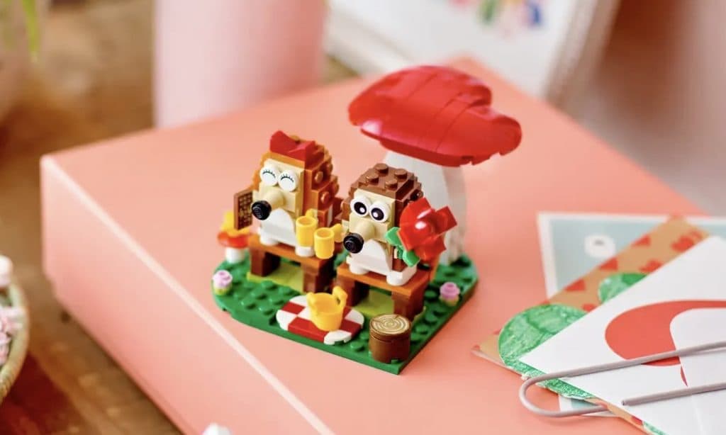 The LEGO Hedgehog Picnic Date on display