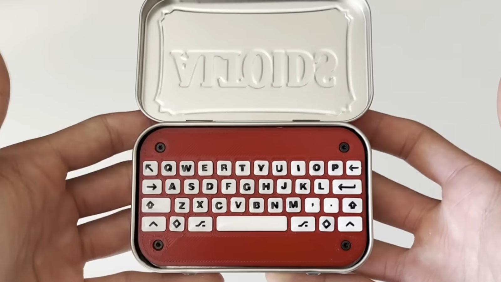 Altoids Tin keyboard on a white background