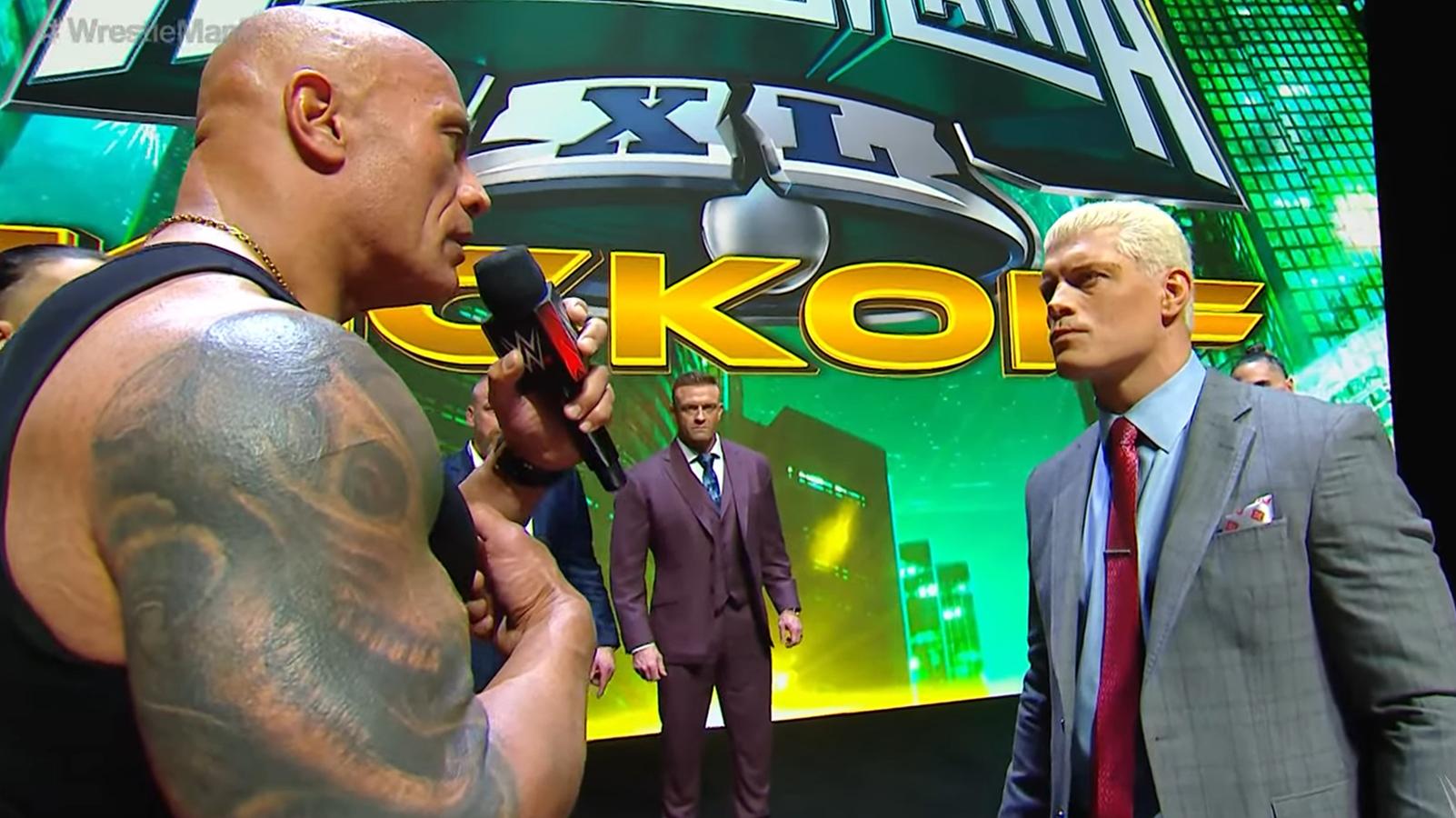 The Rock and Cody Rhodes square off at WrestleMania 40 Kickoff