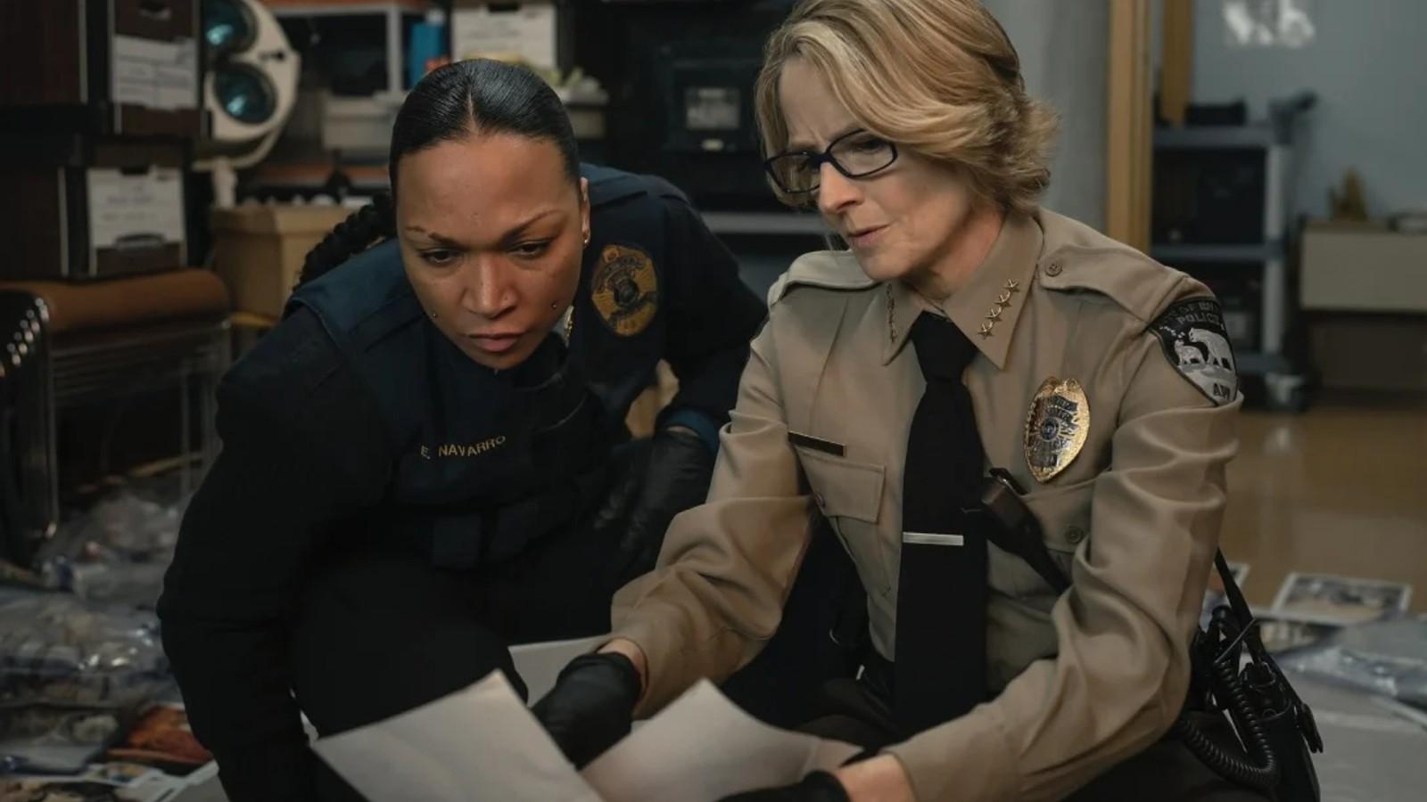 Kali Reis and Joedie Foster investigating the case in True Detective Season 4.