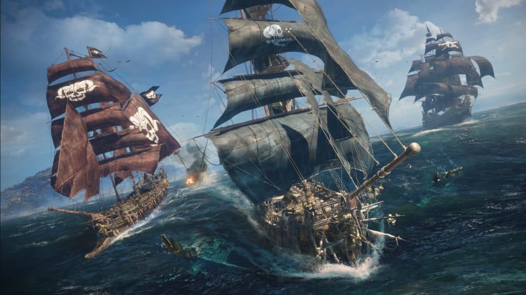 Ships fire broadsides at each other in Skull and Bones