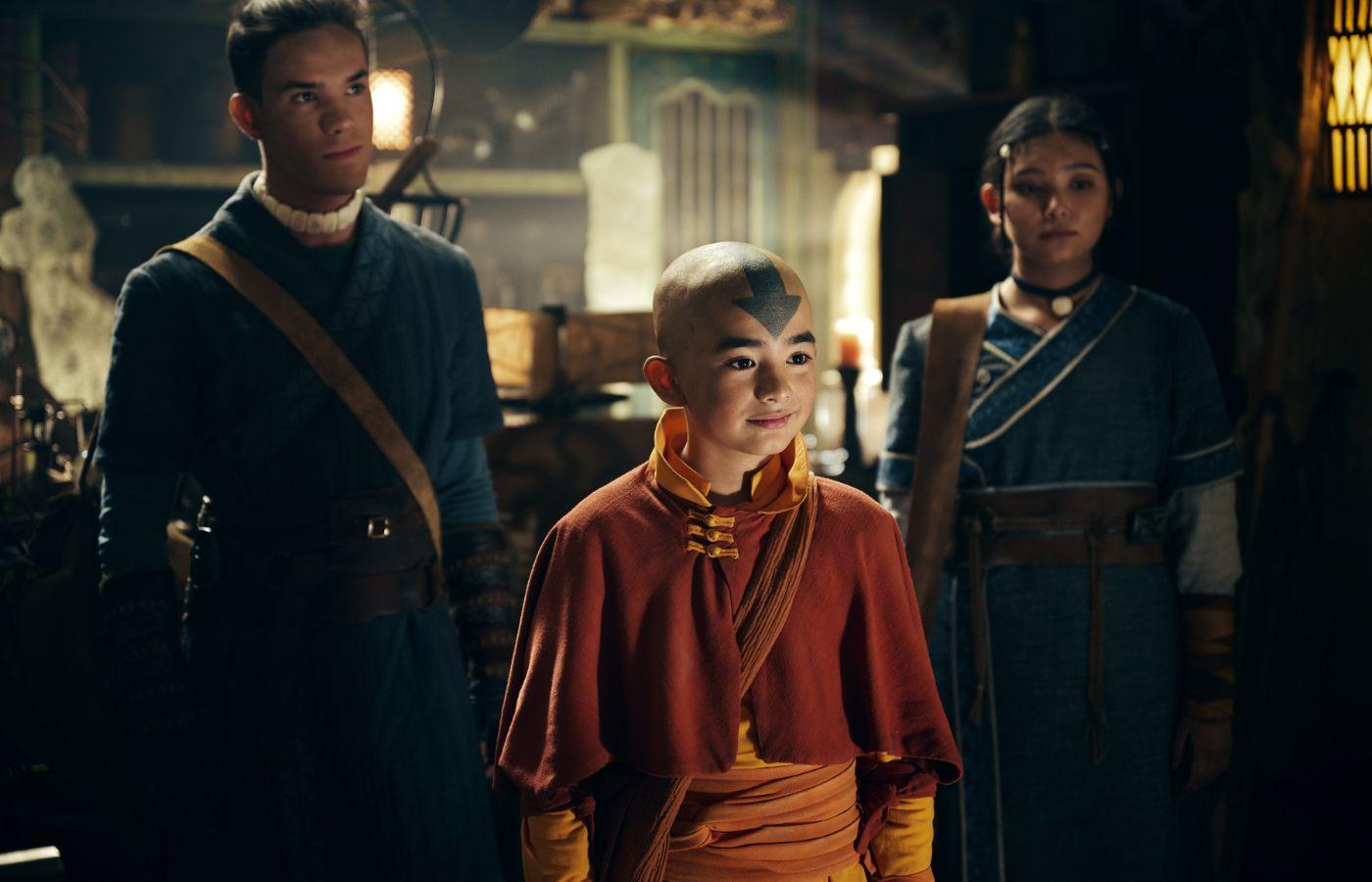 Aang, Sokka, and Katara in the cast of Avatar: The Last Airbender