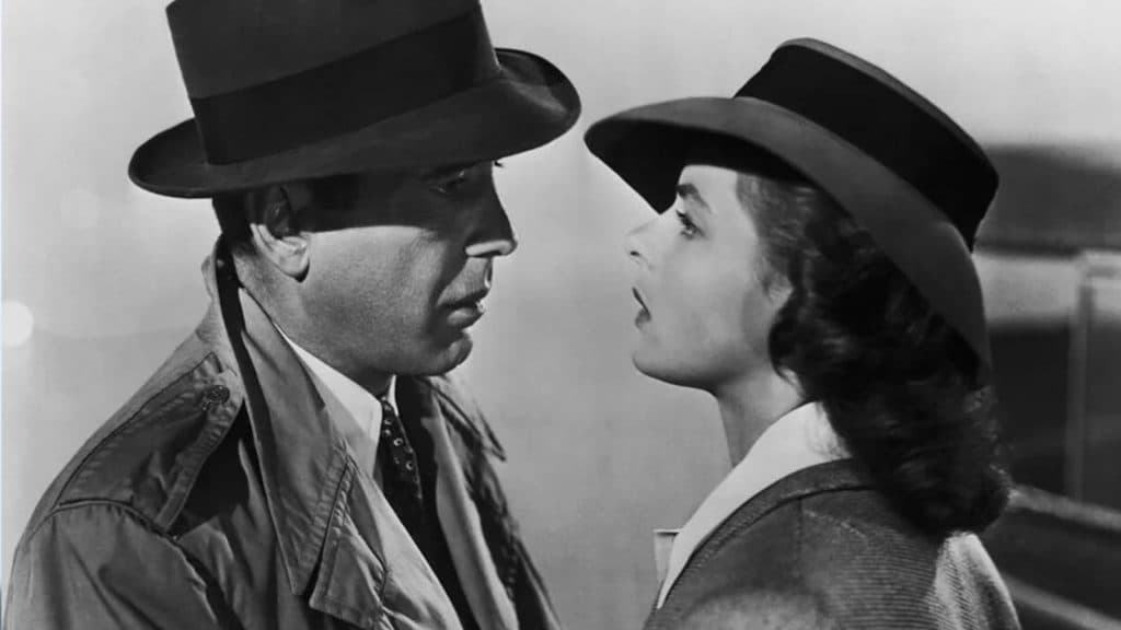 Rick (Humphrey Bogart) and Ilsa (Ingrid Bergman) talk in Casablanca.