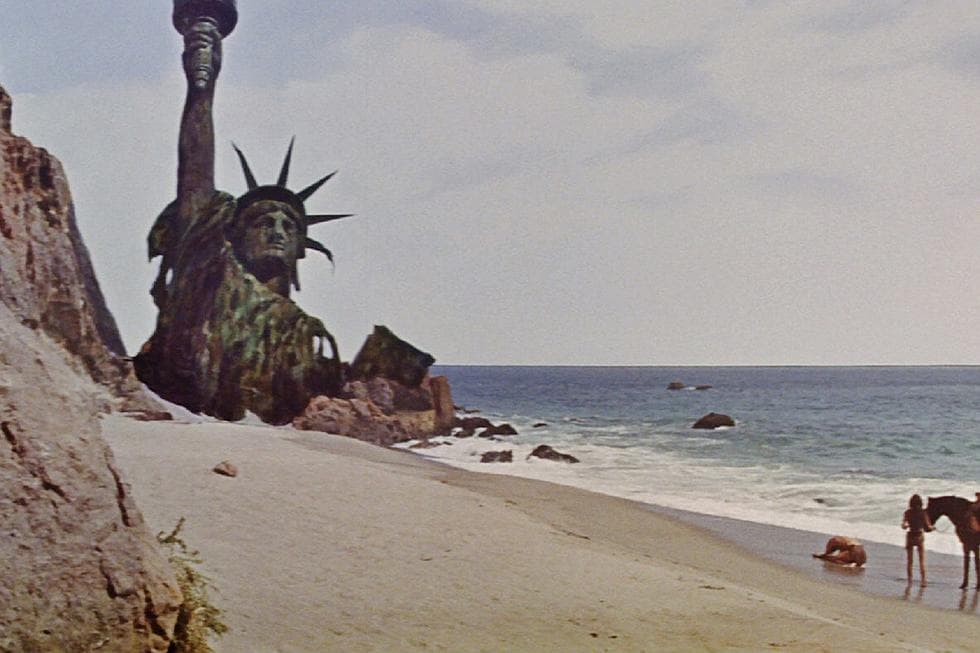 The ending to the original Planet of the Apes featuring the Statue of Liberty