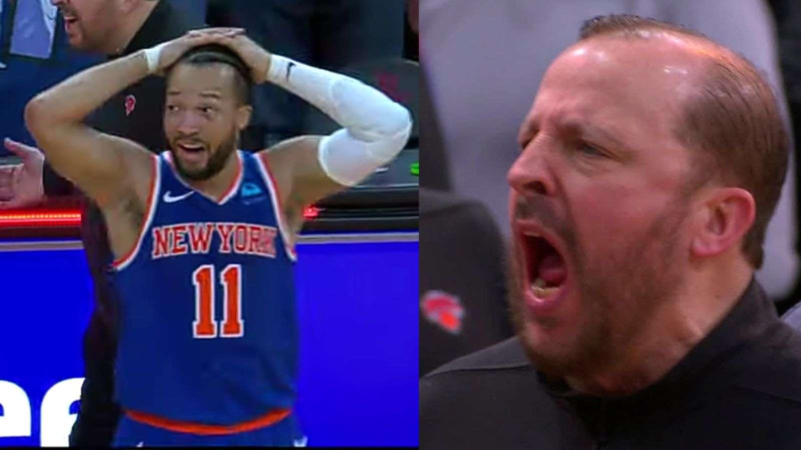 Knicks' Jalen Brunson and Tom Thibodeau upset after blown call costed them a win over the Rockets.