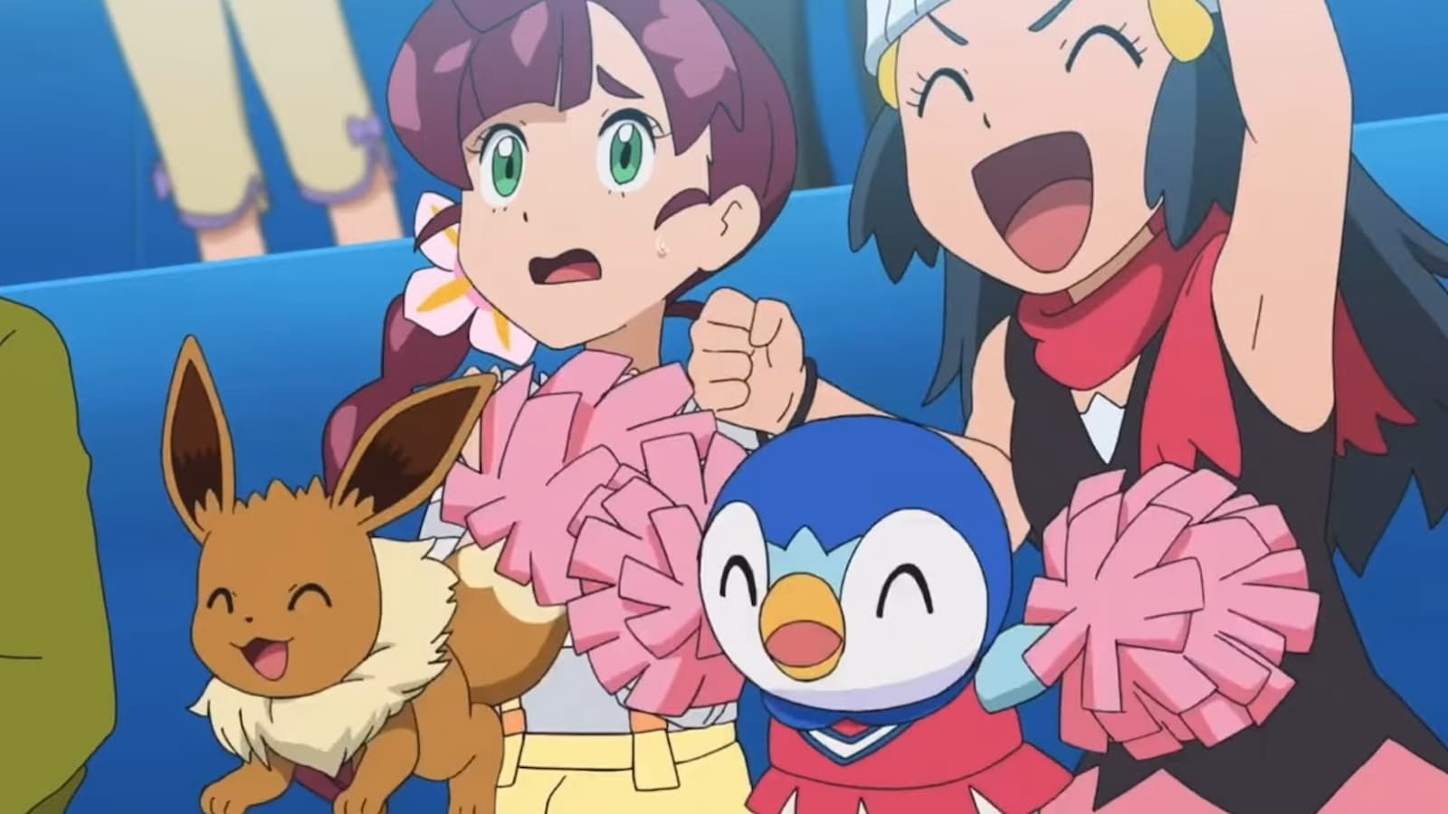 Dawn Pokemon Cheering Ash Anime