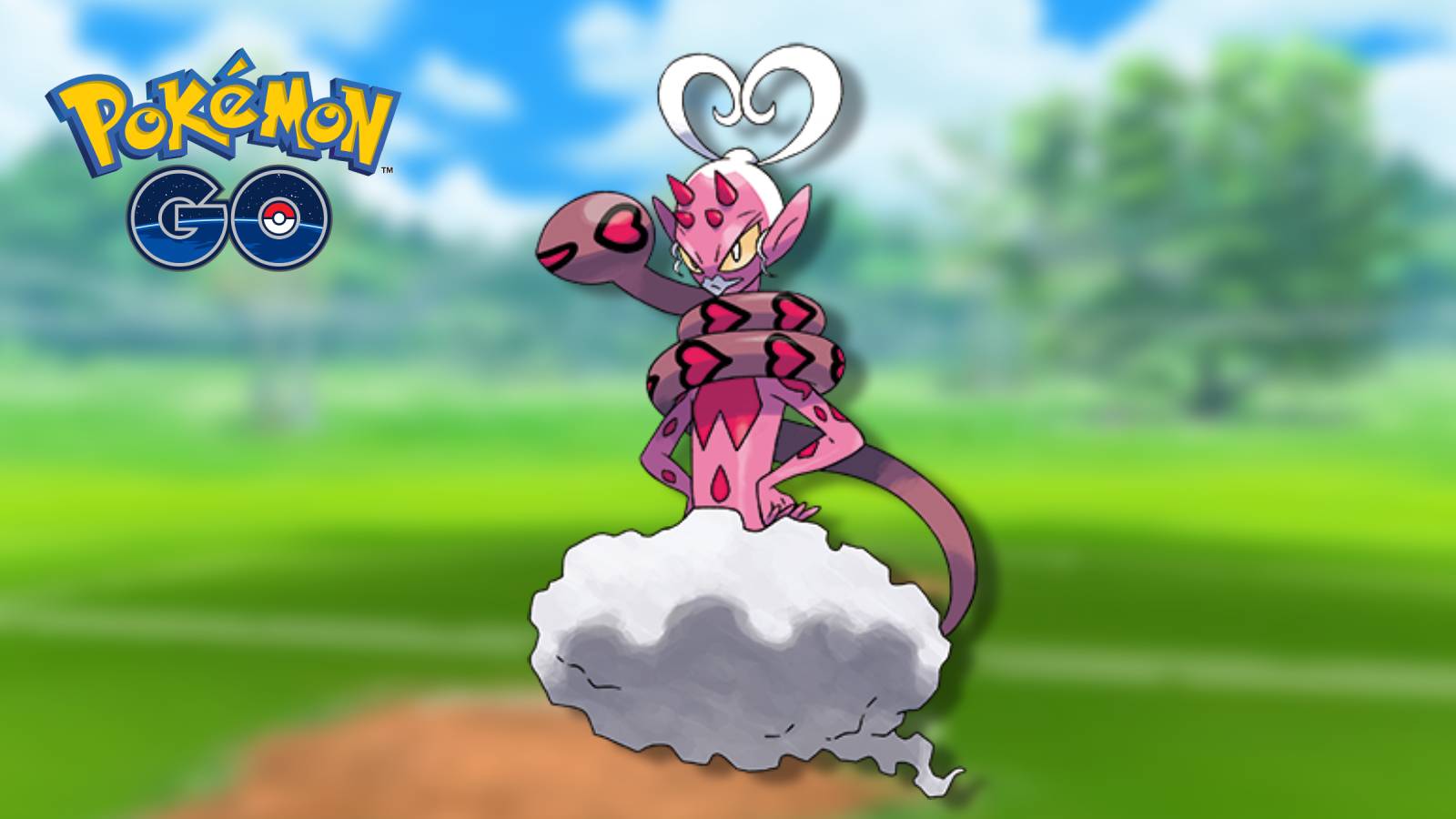The Fairy and Flying-type Legendary Pokemon Enamorus is visible next to a Pokemon Go logo