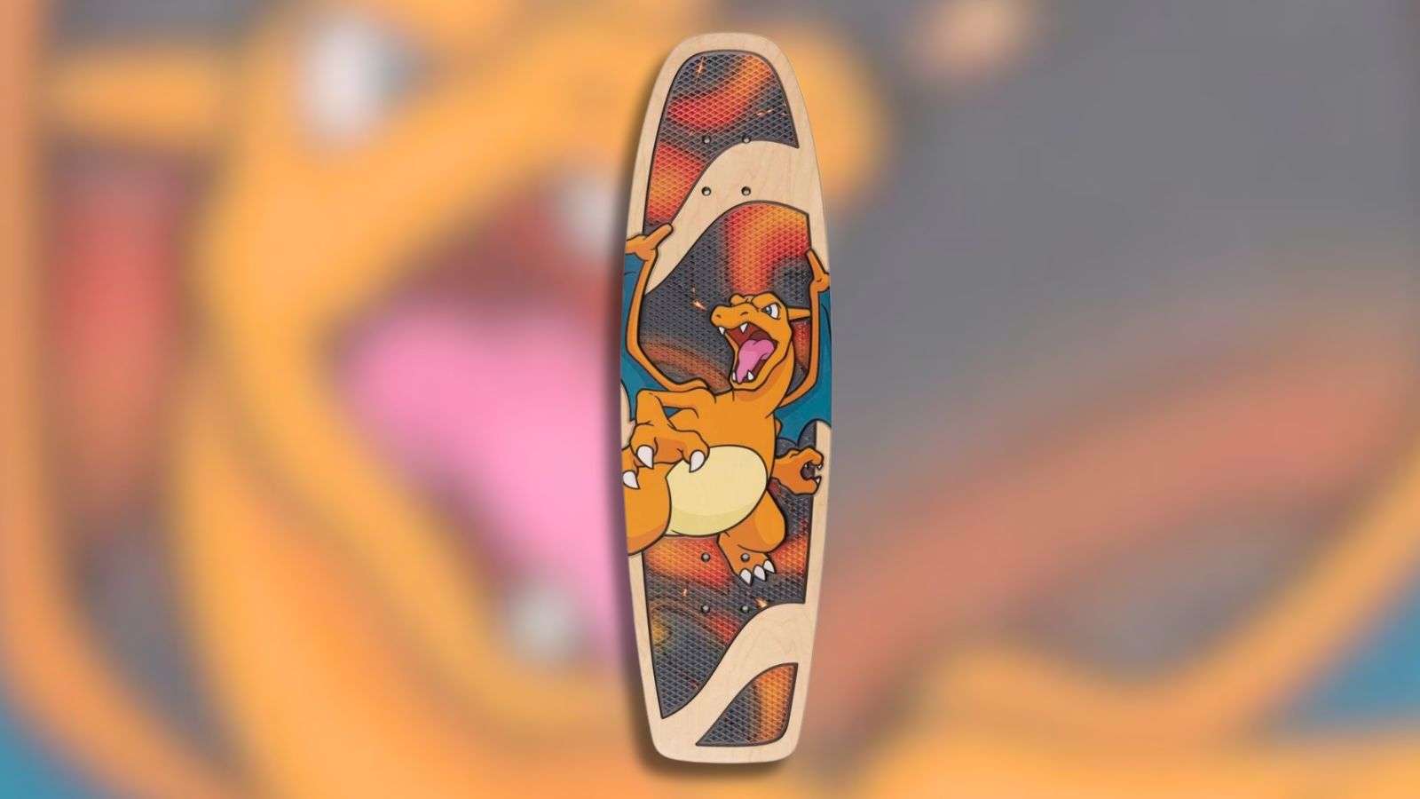 Charizard Skateboard with Charizard background