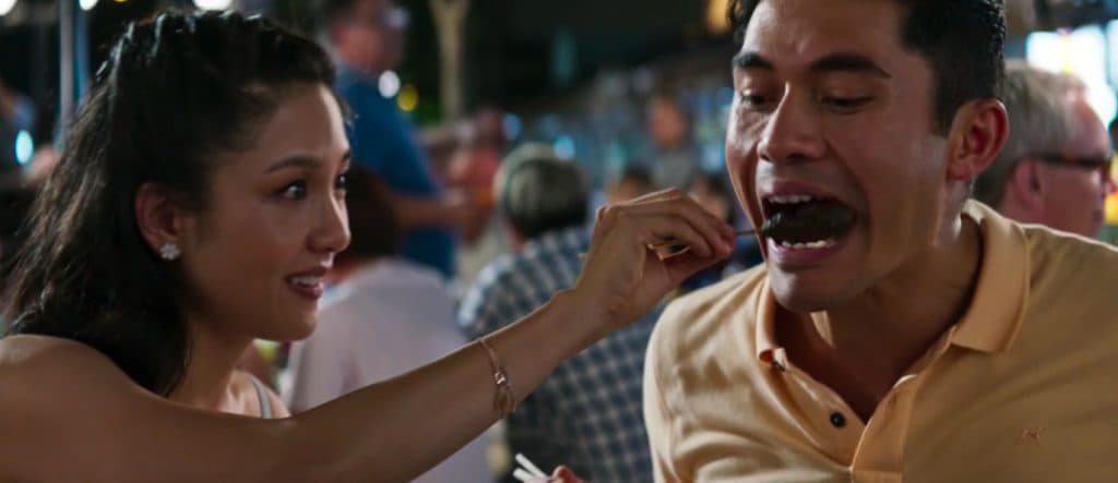 A still of the street food scene from Crazy Rich Asians
