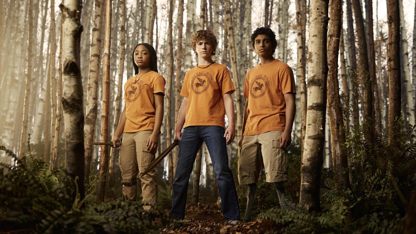 An image of the main trio of the Percy Jackson and the Olympians TV show.