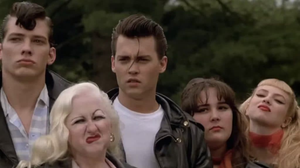 Wade Walker (Johnny Depp) and his gang in the movie Cry-baby.