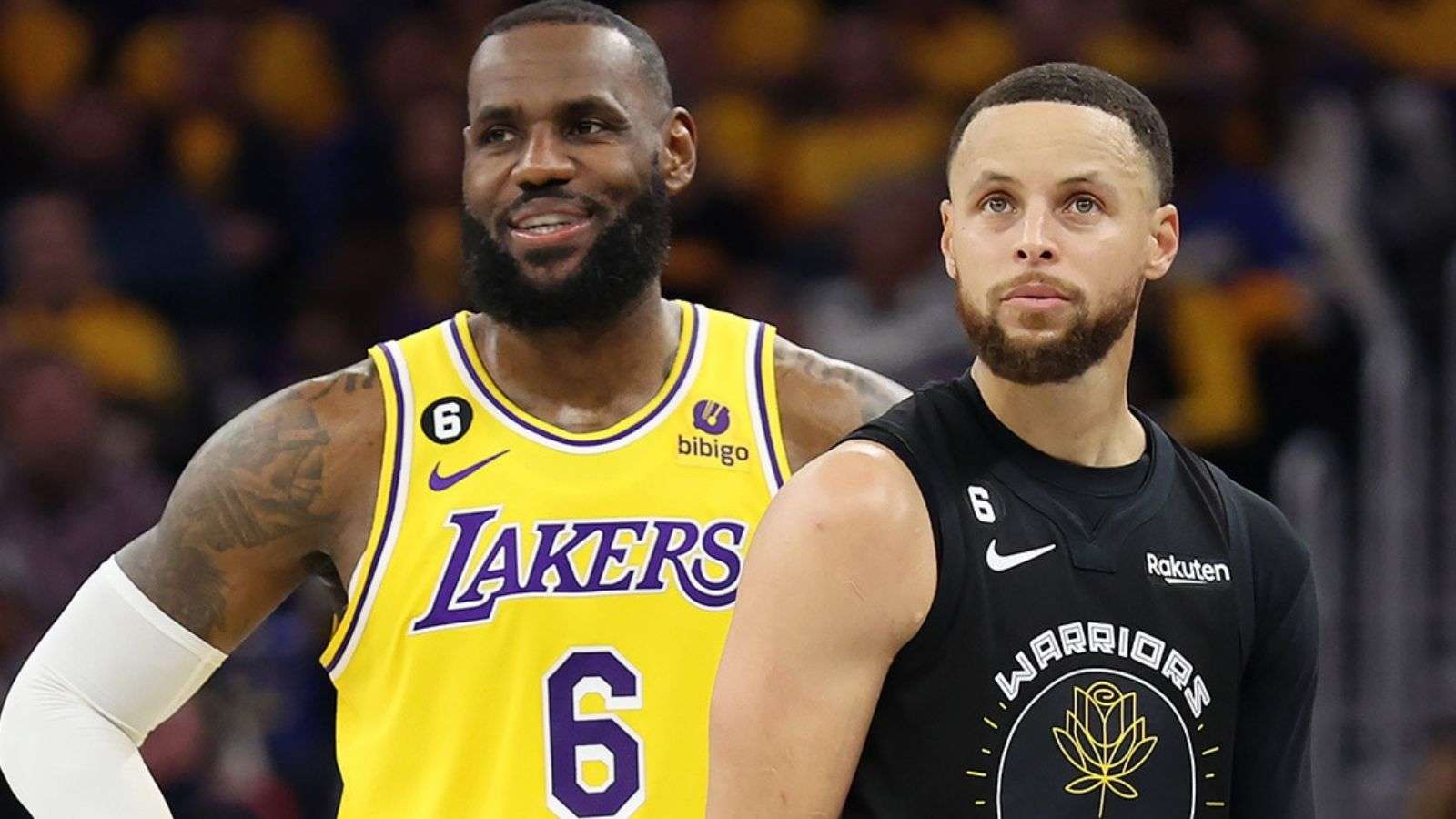 LeBron James and Stephen Curry share he court in Wesern Conference rivalry matchup.