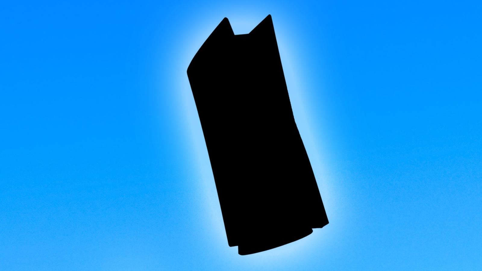 PS5 in silhouette with a blue background