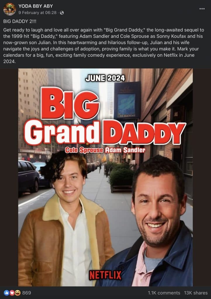 The fake poster for Big Grand Daddy on Netflix
