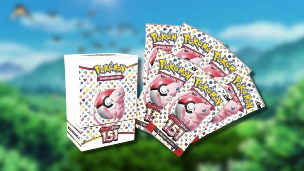The Pokemon TCG 151 Booster Bundle is shown against a blurred background