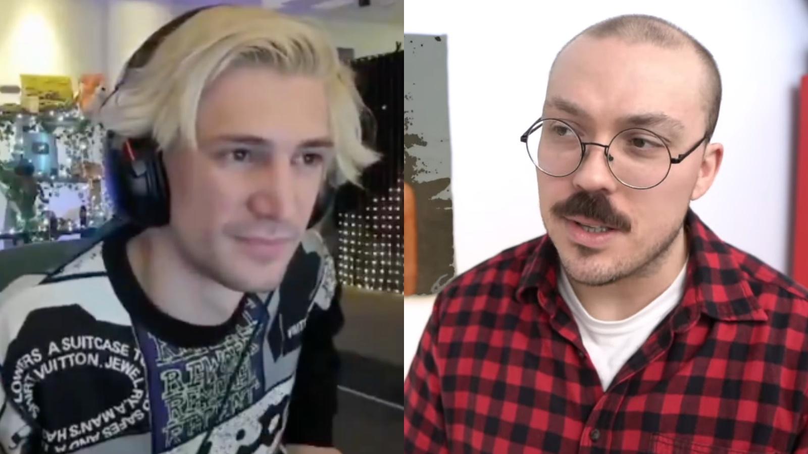 xQc and Anthony Fantano in a side-by-side photo