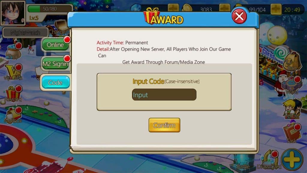 Image shows how players can use the codes