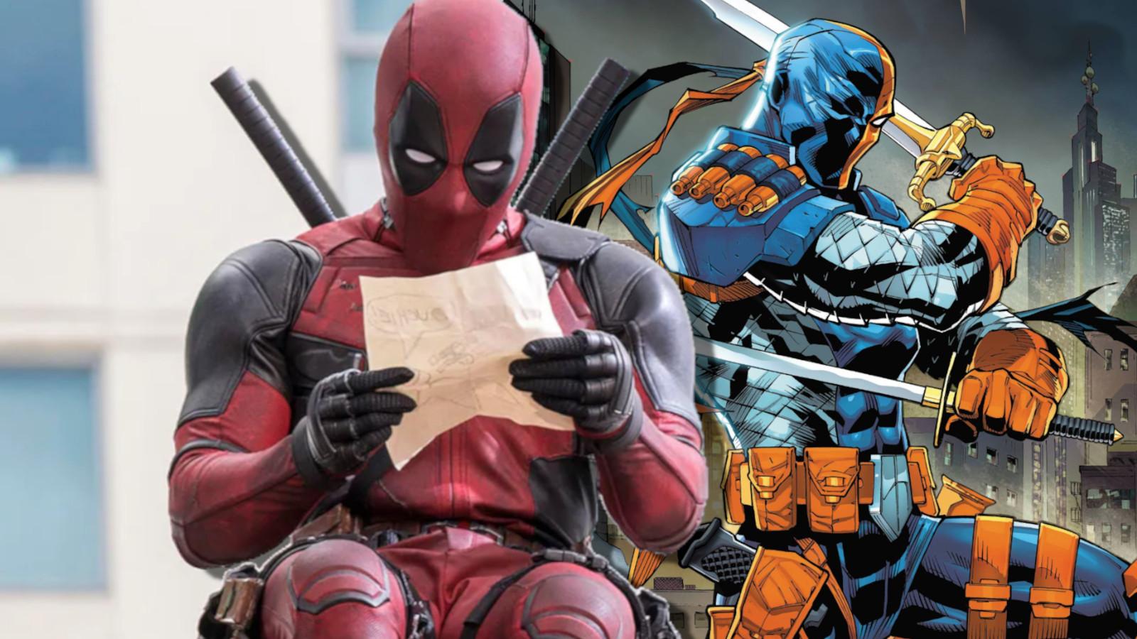 Deadpool from Marvel films & the Deathstroke Inc #8 cover